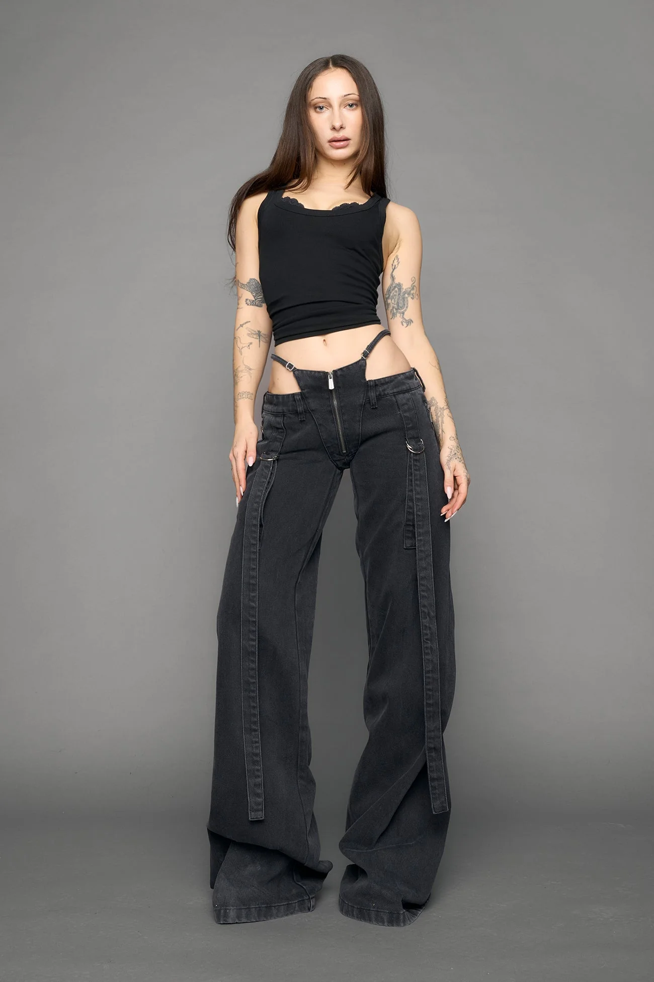 Belted Denim Thong Pants - Image 3