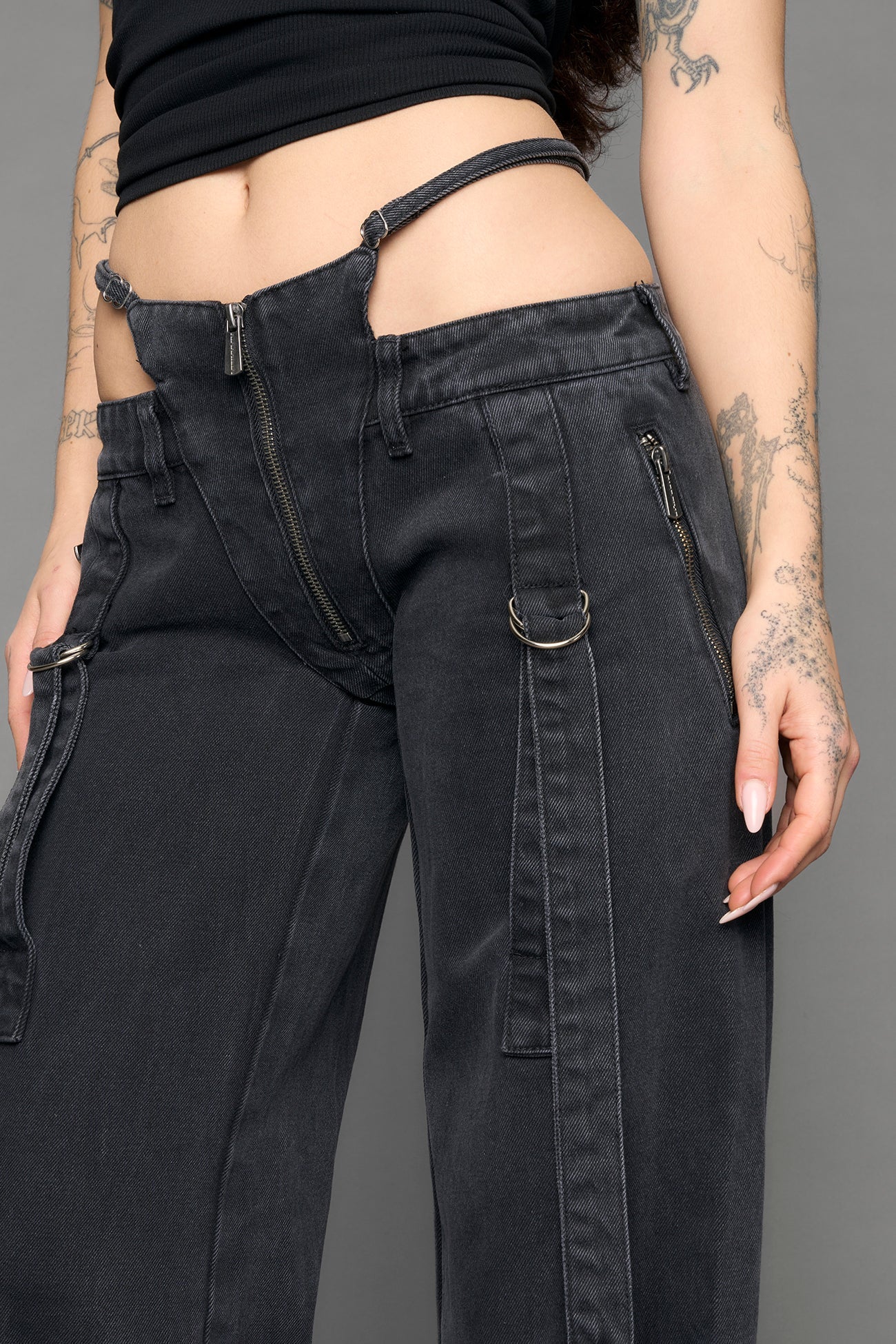 Belted Denim Thong Pants - Image 4