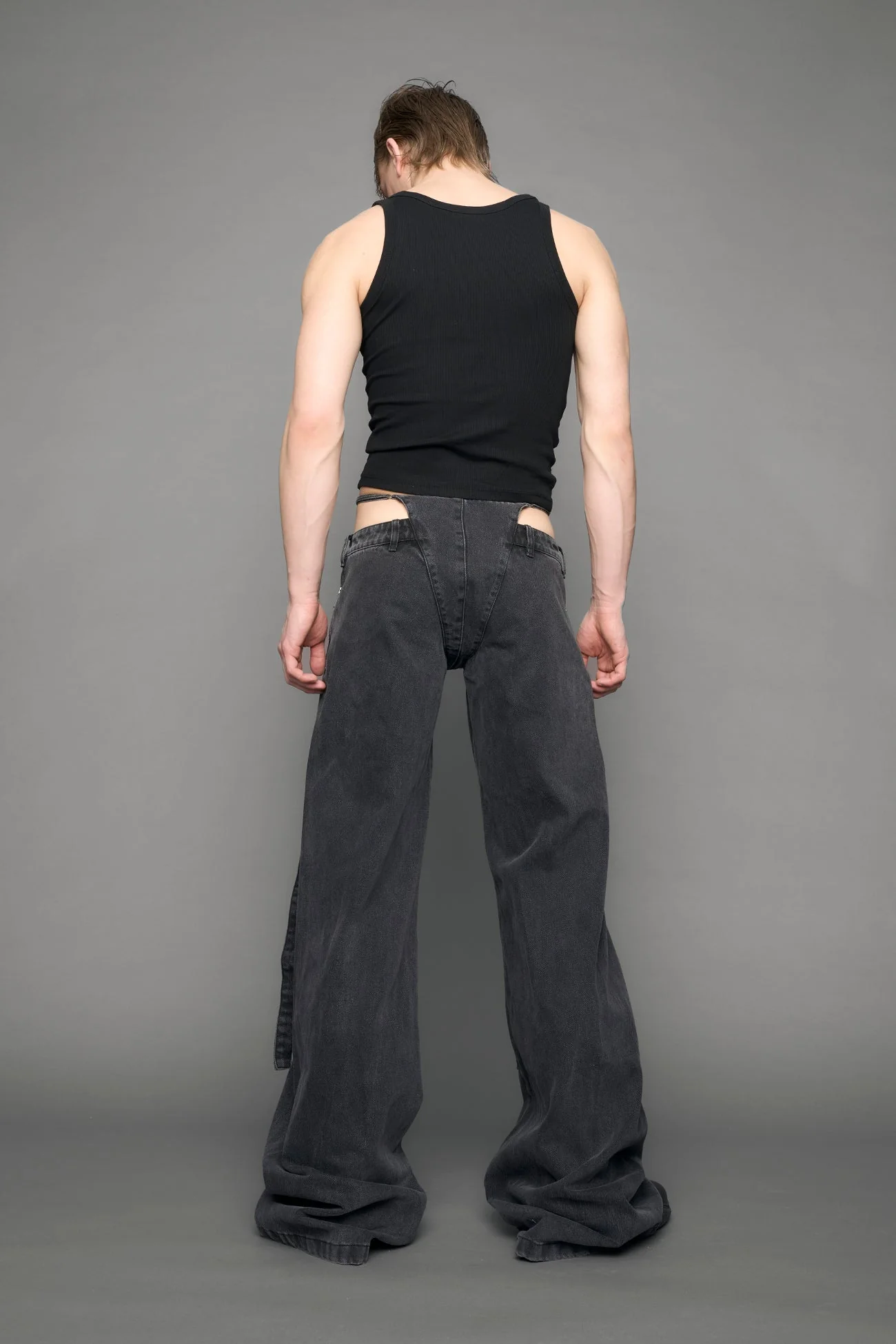 Belted Denim Thong Pants - Image 8