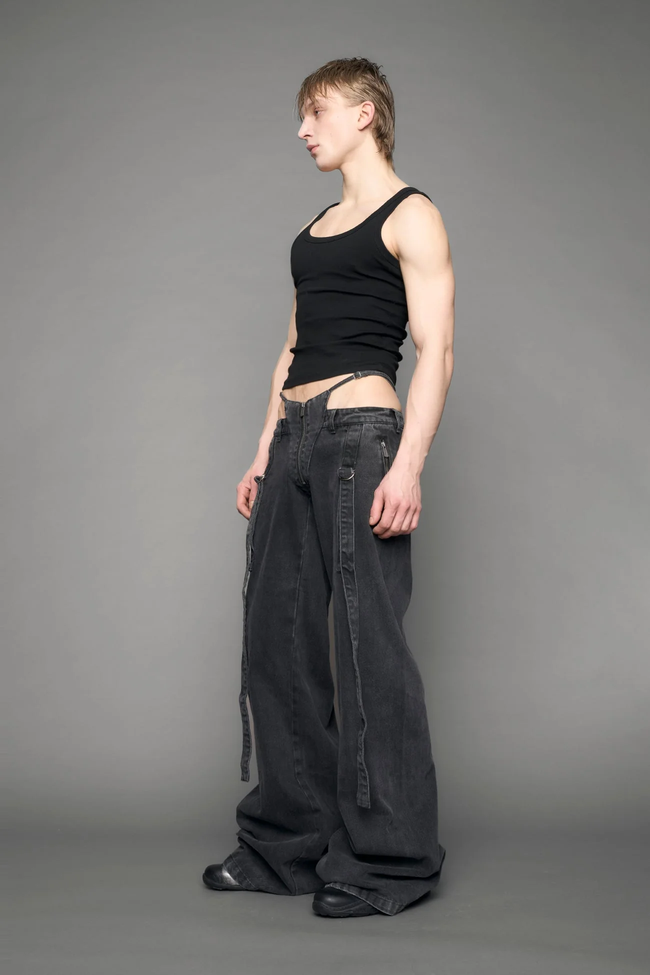 Belted Denim Thong Pants - Image 9