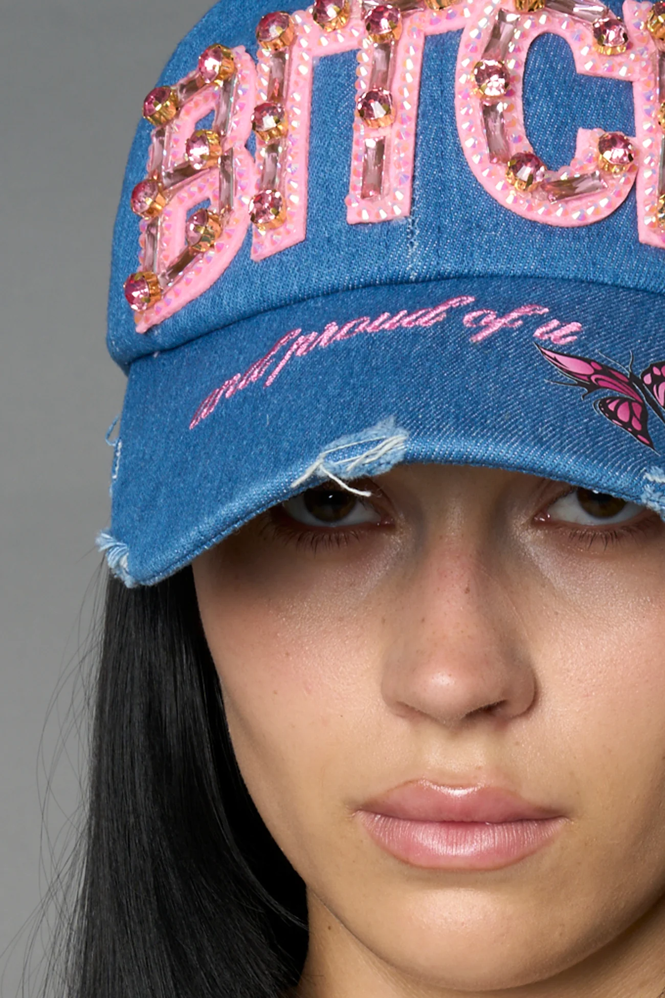 Denim Slogan Cap - Image 6