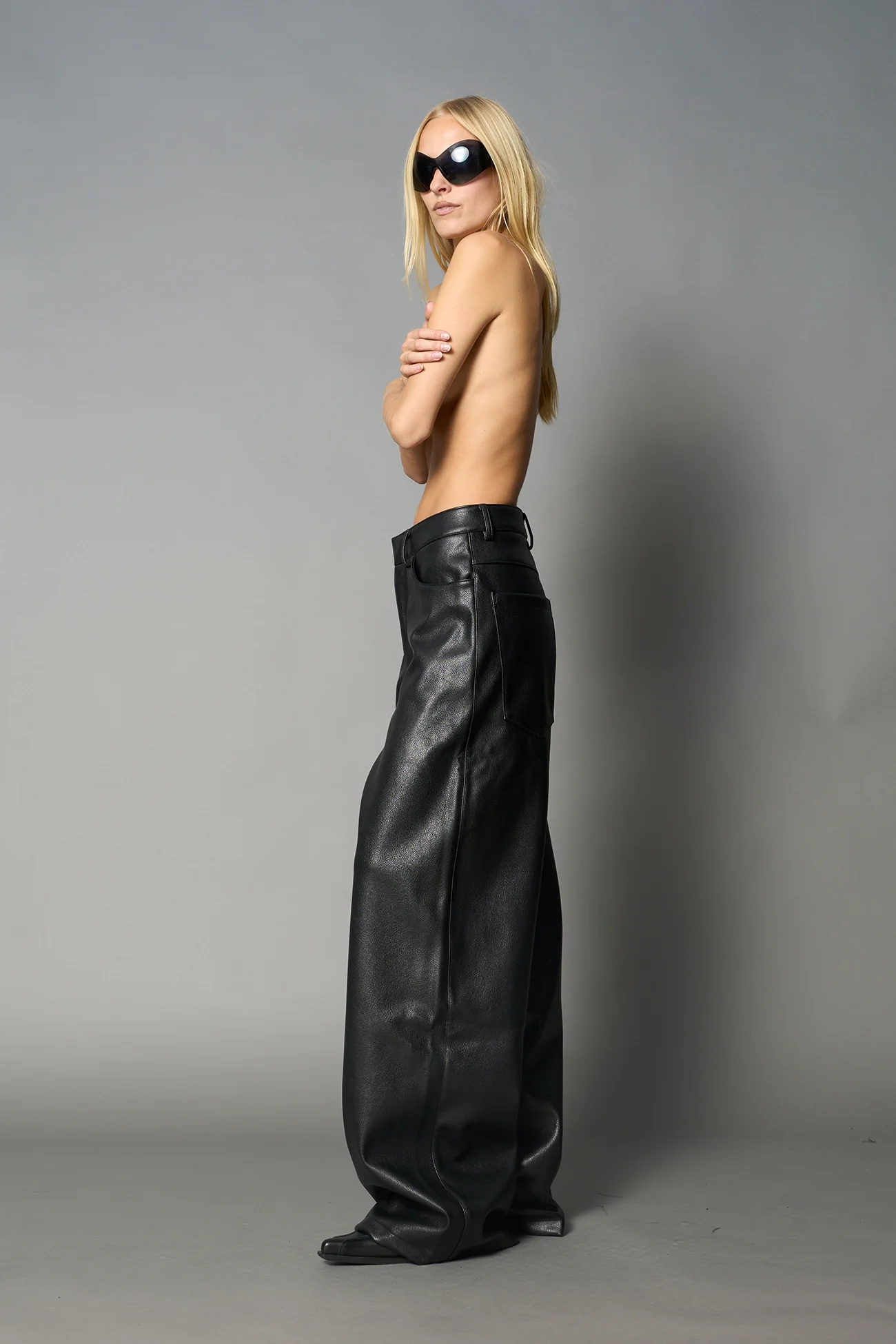 Leather Baggy Suit Trousers - Image 3