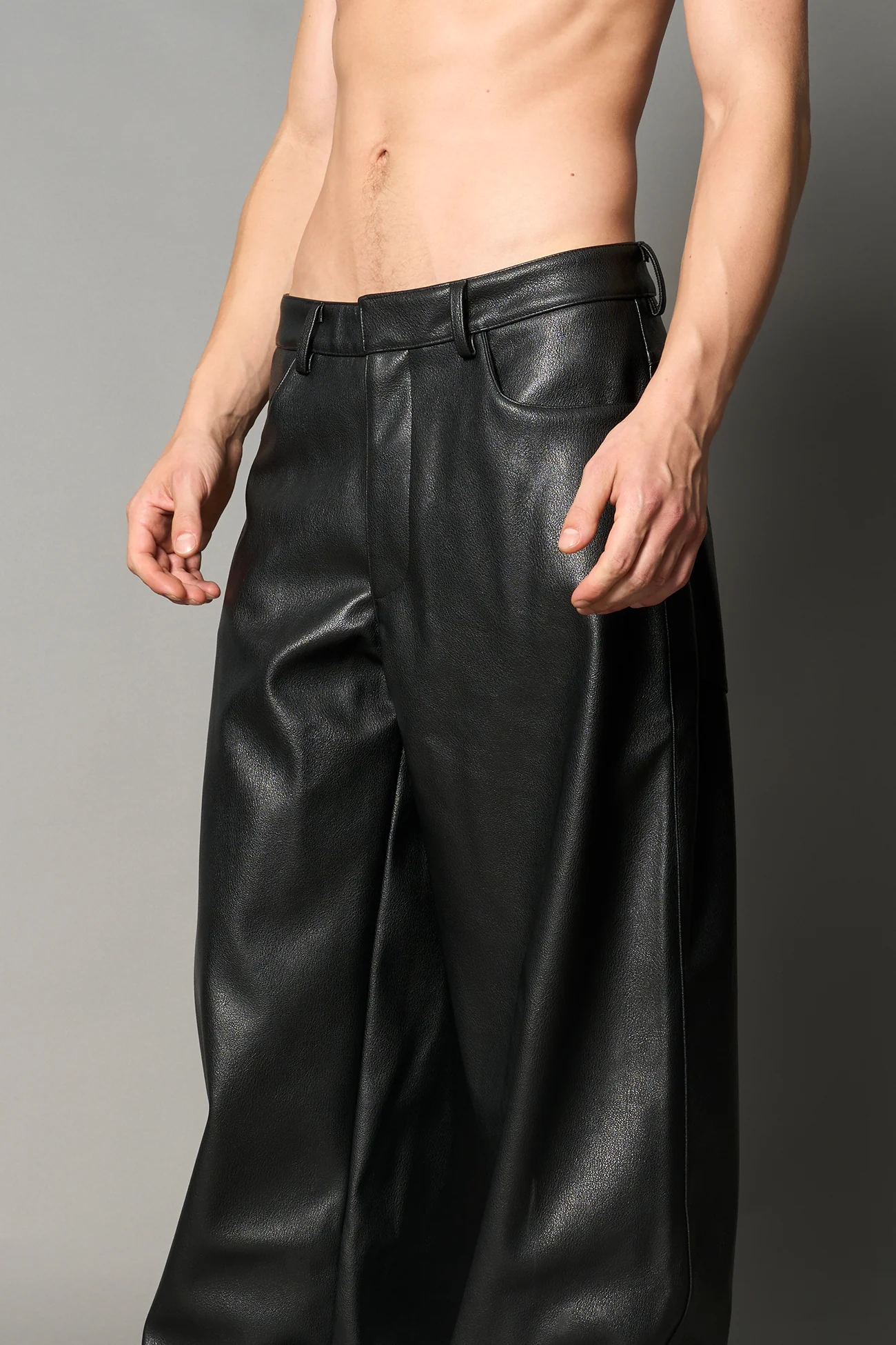 Leather Baggy Suit Trousers - Image 6