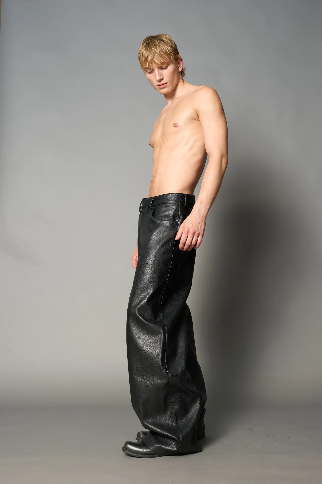 Leather Baggy Suit Trousers - Image 7