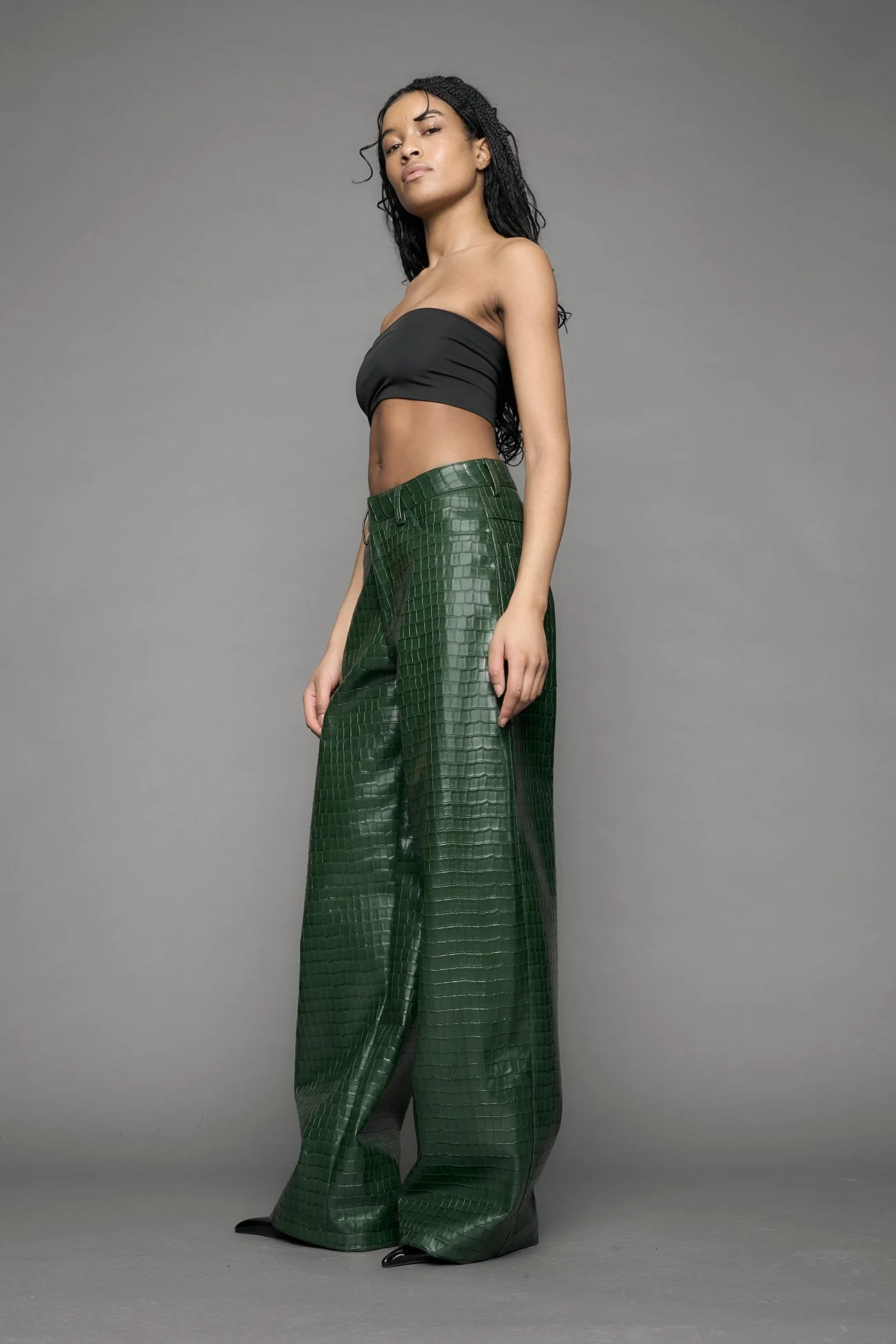 Leather Baggy Croc Suit Trousers - Image 11