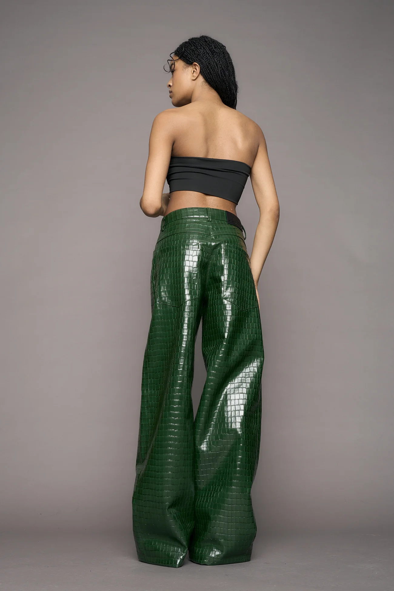 Leather Baggy Croc Suit Trousers - Image 13