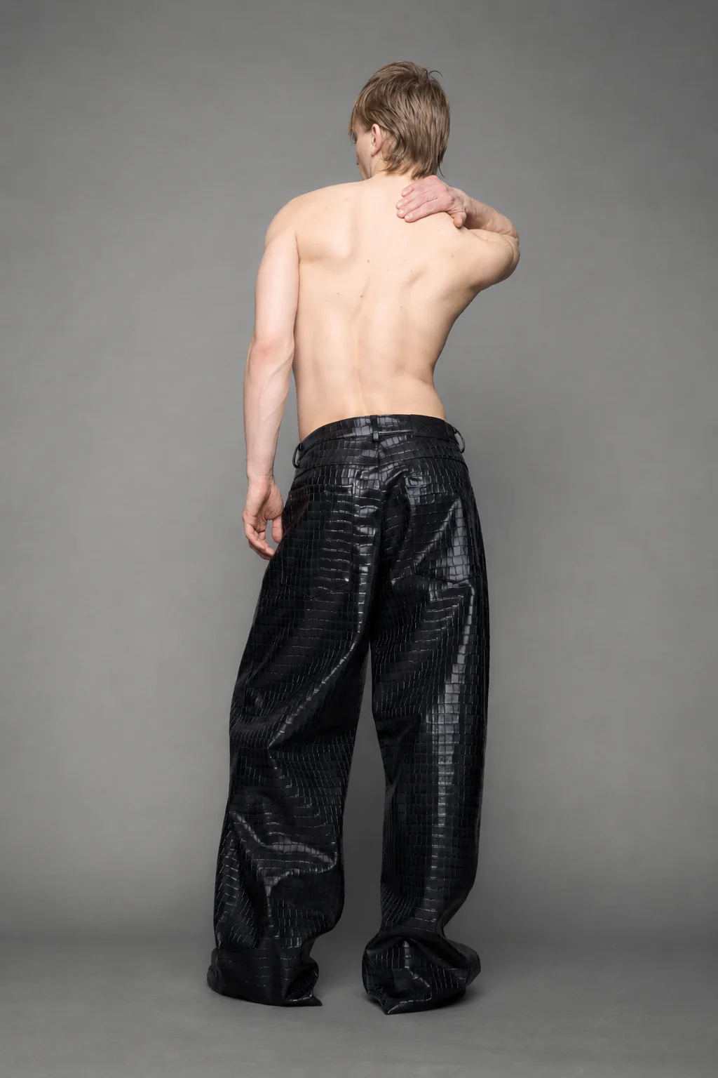 Leather Baggy Croc Suit Trousers - Image 4