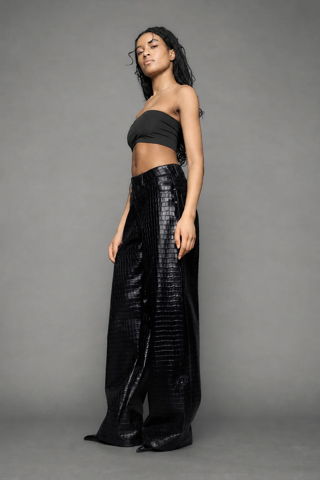 Leather Baggy Croc Suit Trousers - Image 7