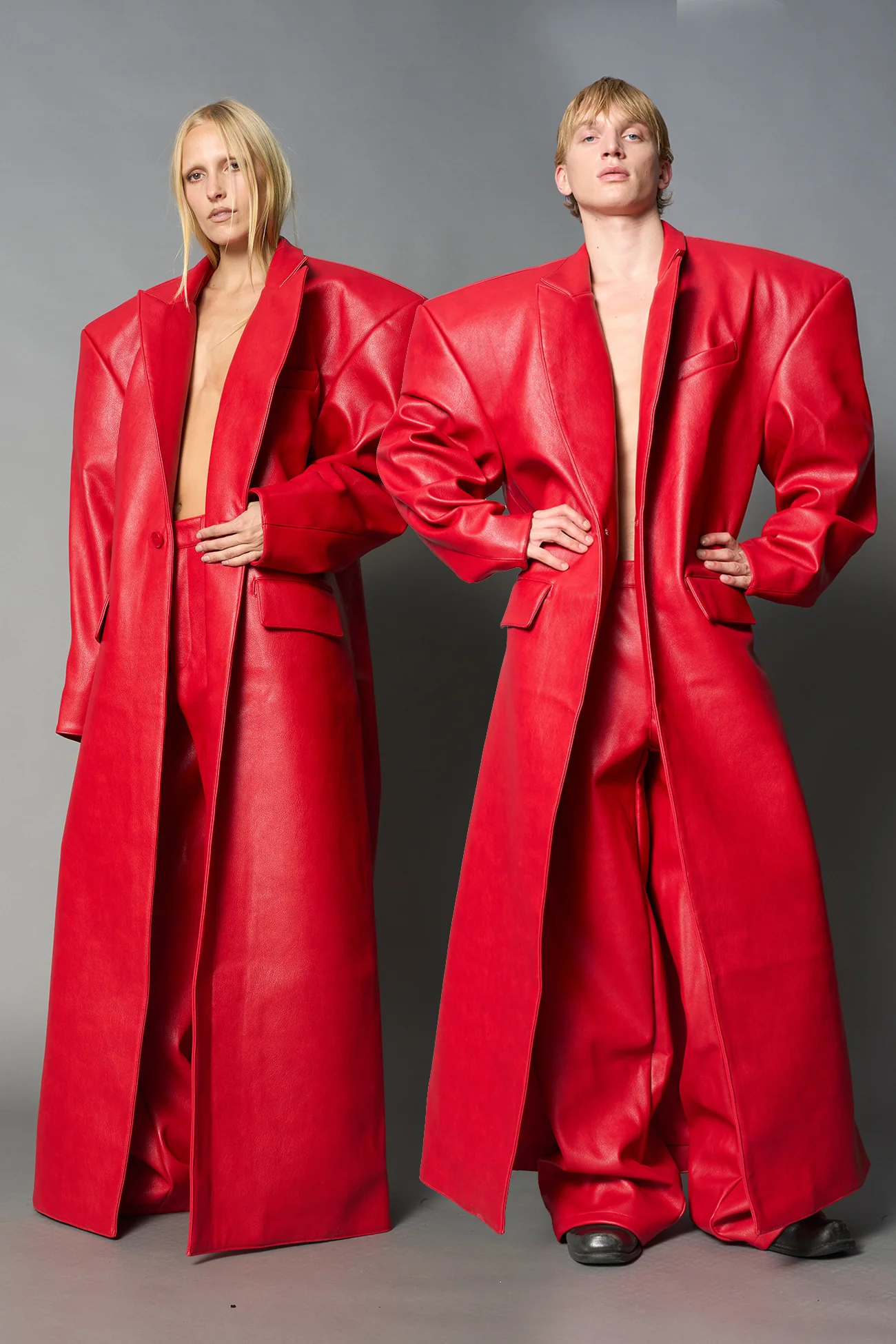 Leather Elongated Blazer Coat - Image 11