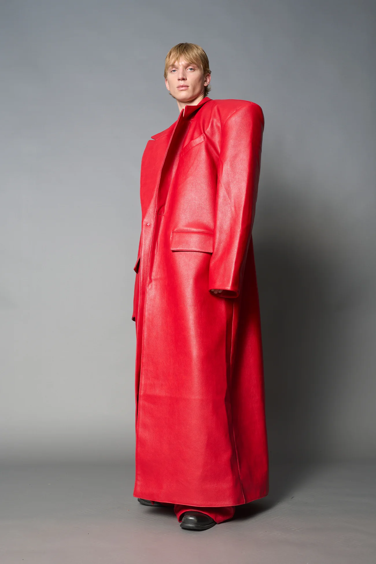 Leather Elongated Blazer Coat - Image 15