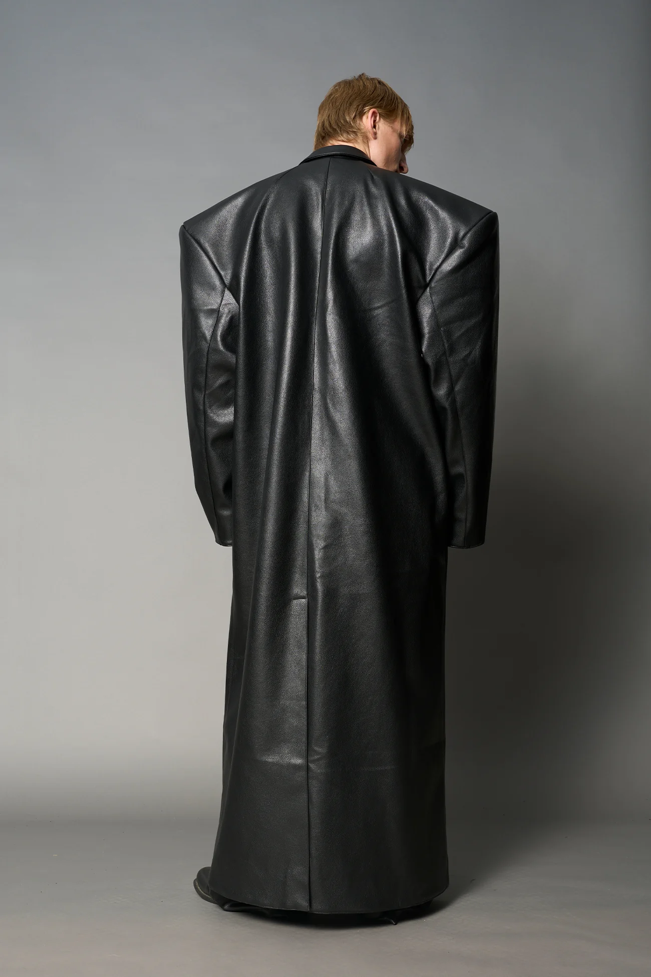 Leather Elongated Blazer Coat - Image 4