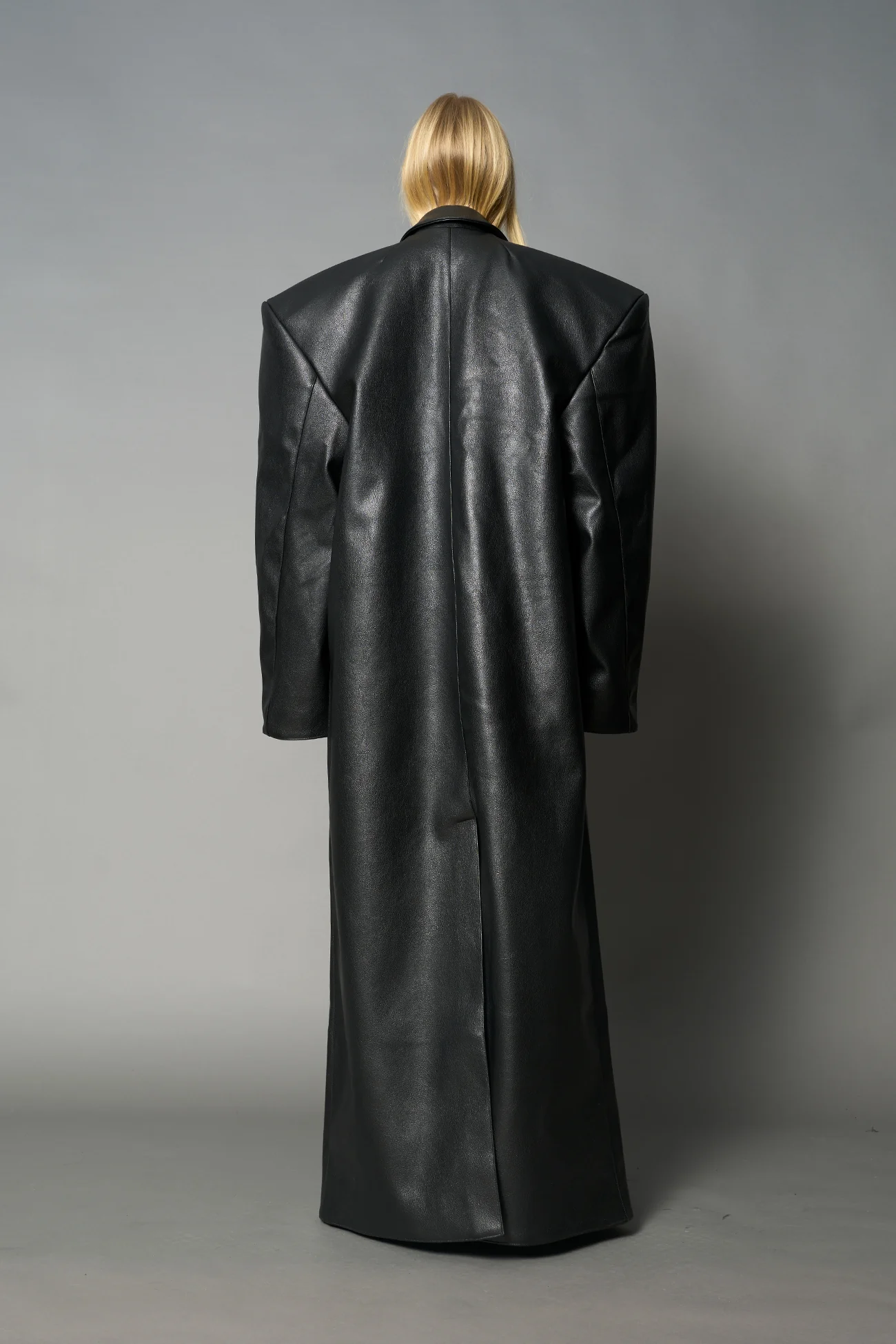 Leather Elongated Blazer Coat - Image 9