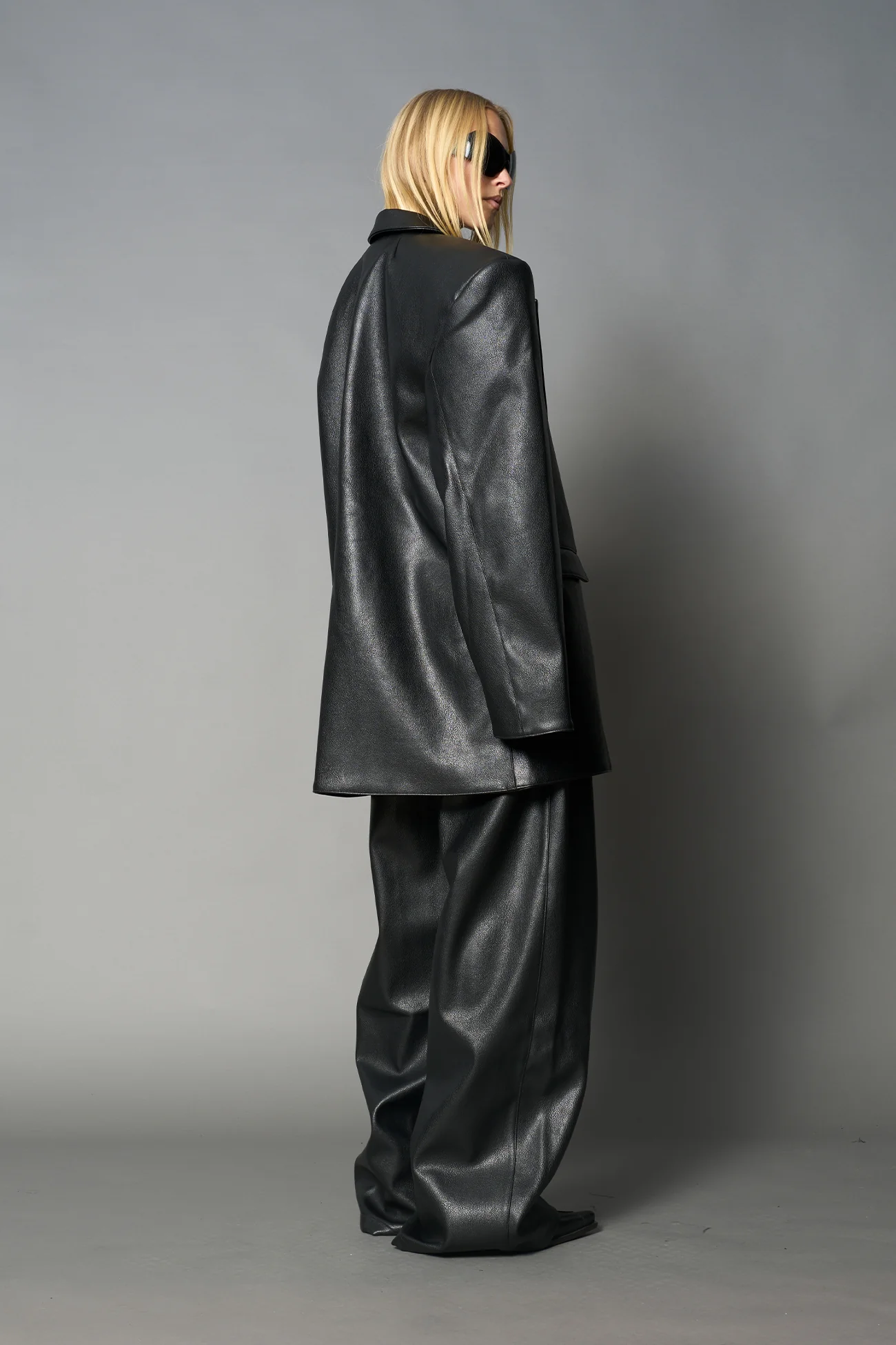 Leather Oversize Blazer - Image 4