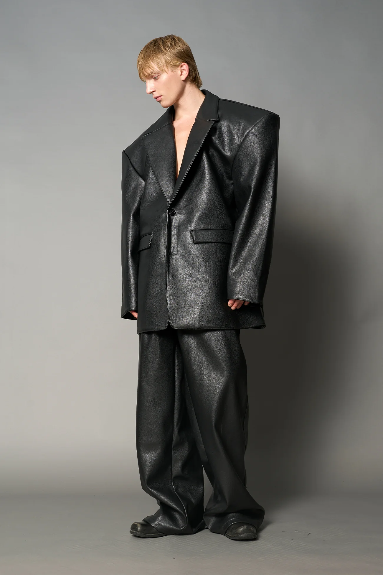 Leather Oversize Blazer - Image 8