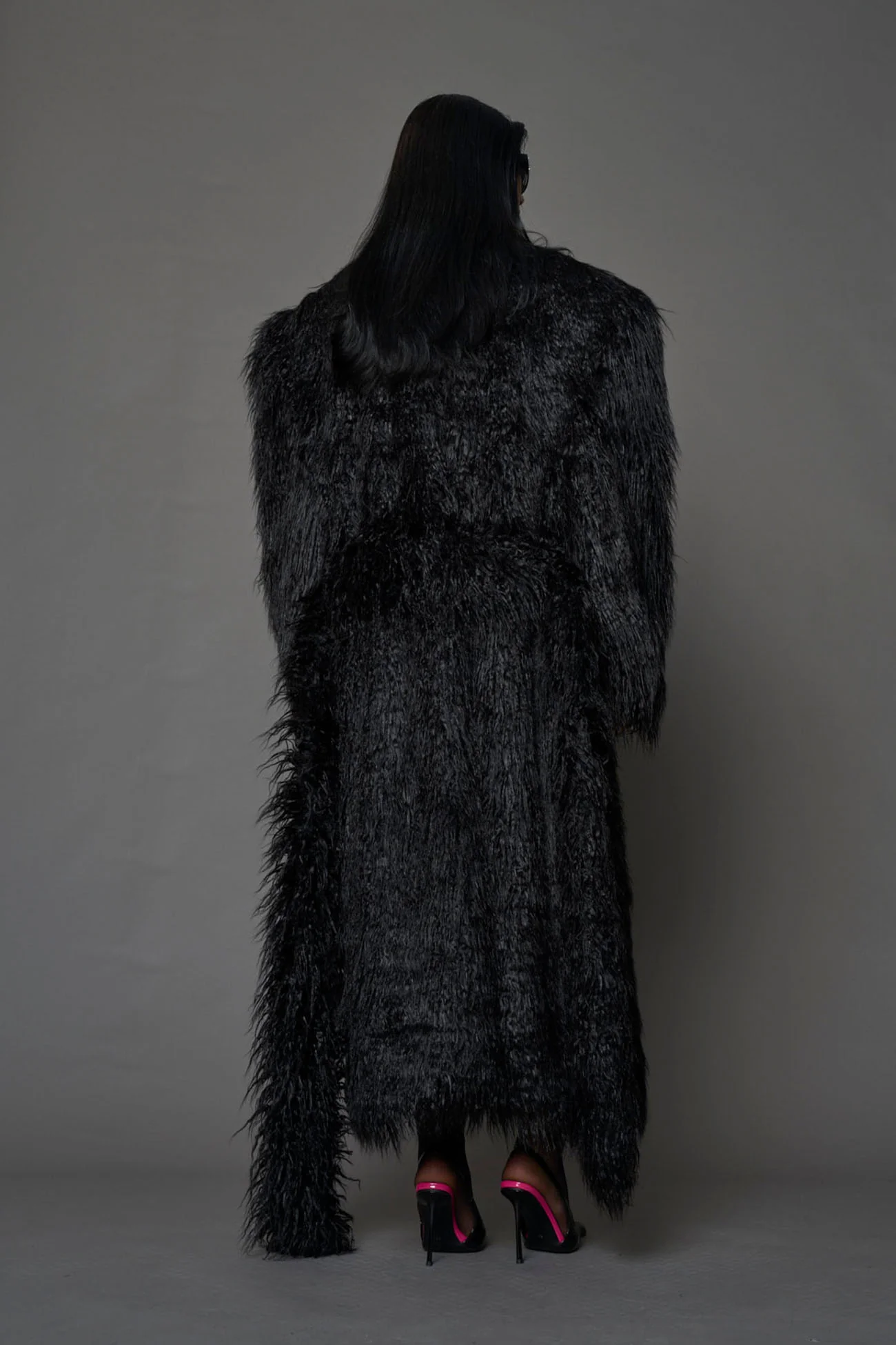 Midnight Faux Fur Coat - Image 3