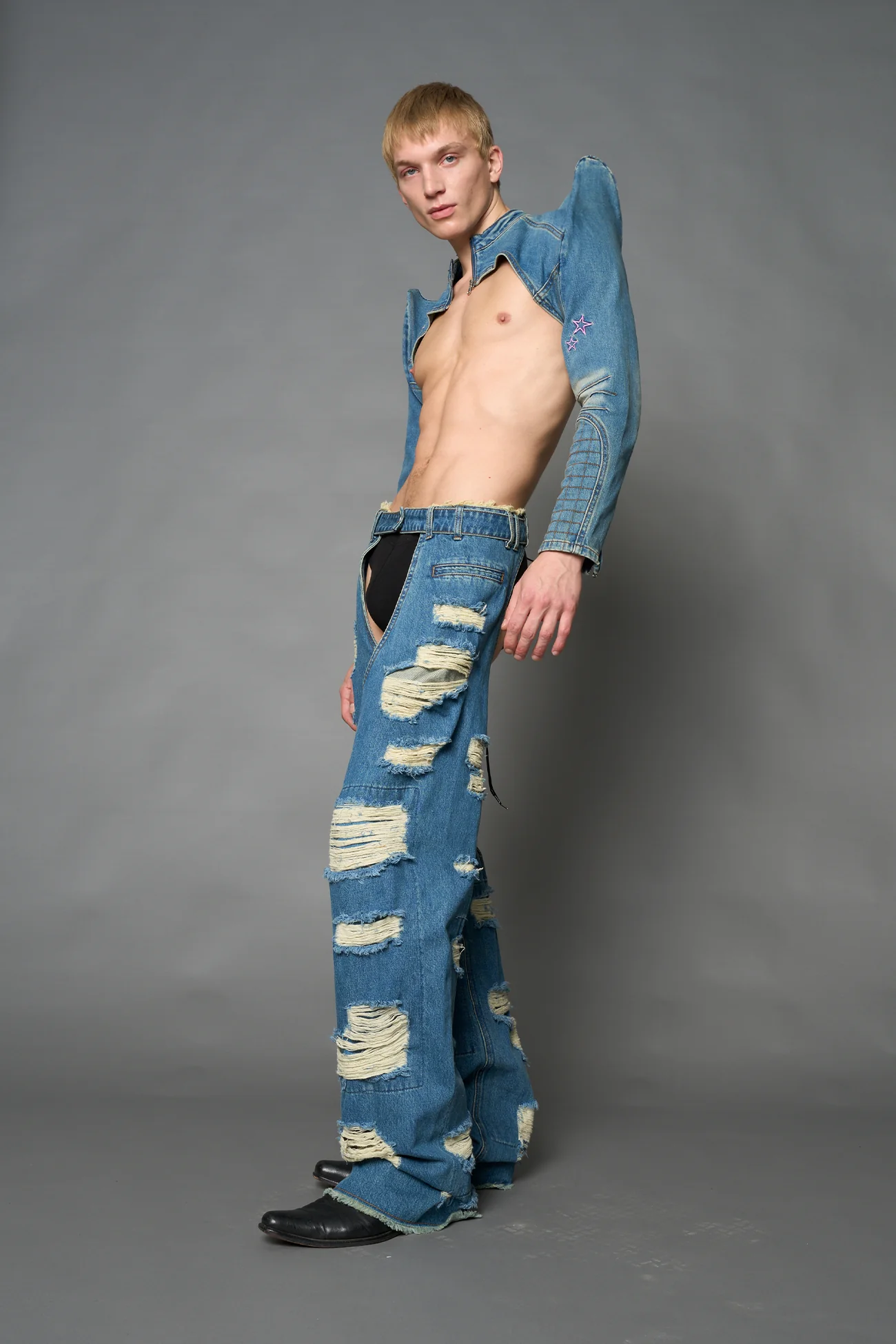 Spike Denim Bolero Jacket - Image 9