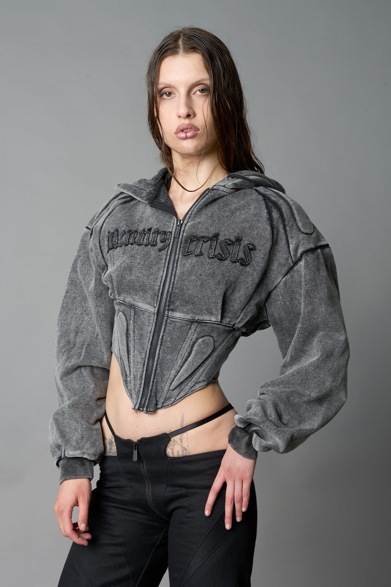 Sweat Corset Zip Hoodie - Image 10