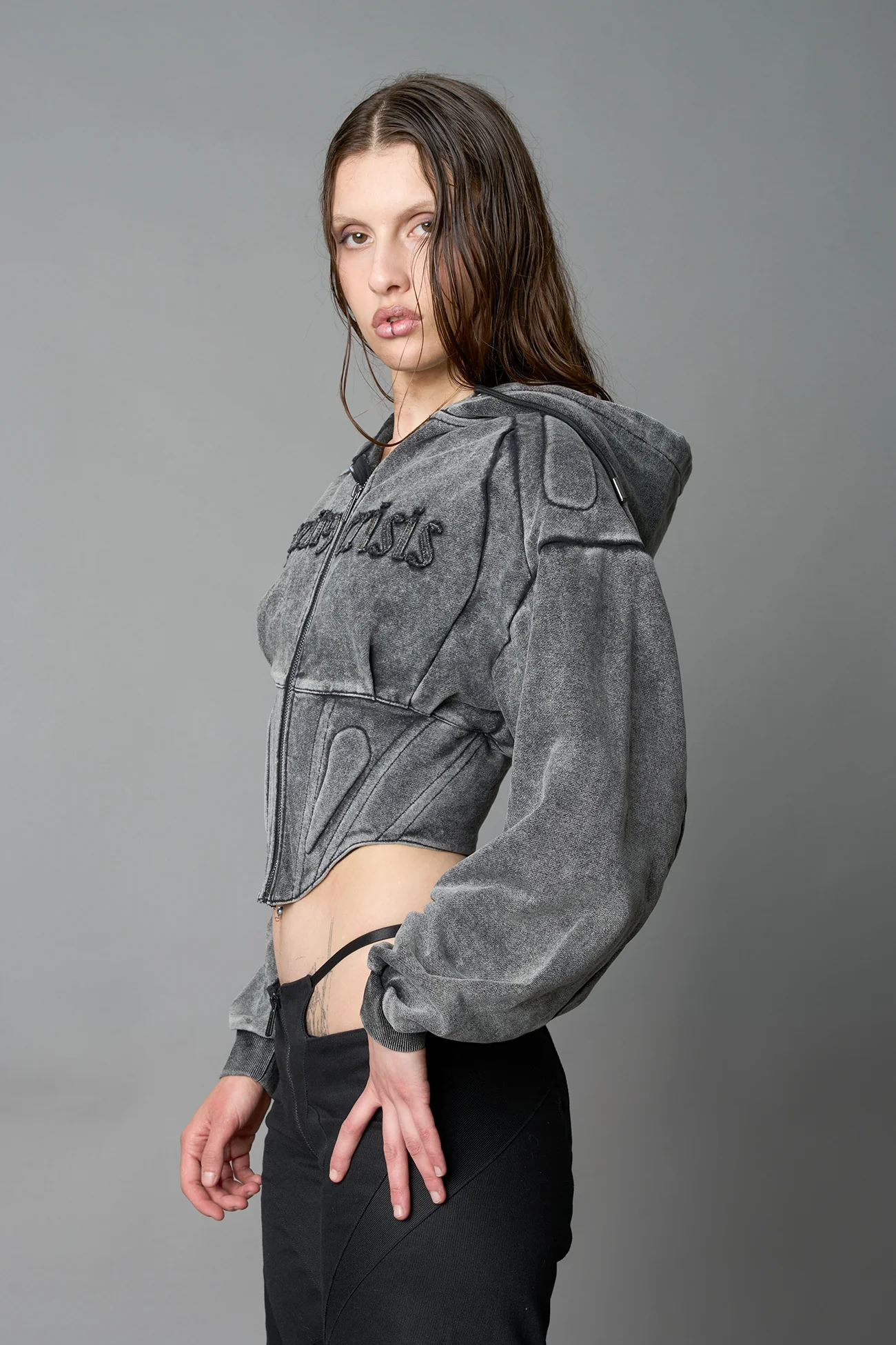Sweat Corset Zip Hoodie - Image 11