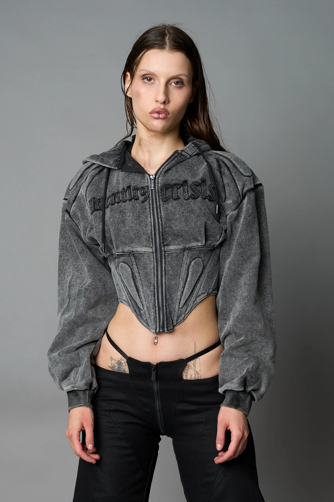 Sweat Corset Zip Hoodie - Image 13